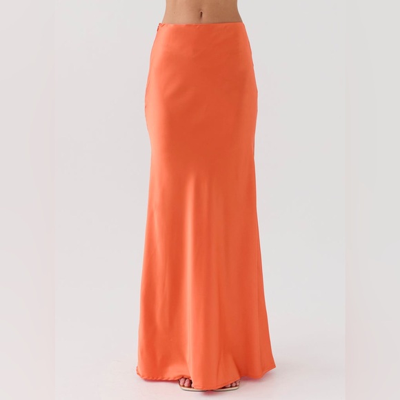 COPY - NWT Peppermayo Hidden Oasis Satin Maxi SKIRT - Tangerine - Picture 7 of 7